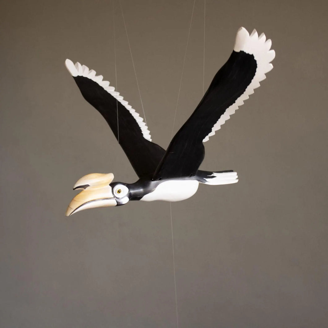 Oriental Pied Hornbill Wooden Mobile Bird